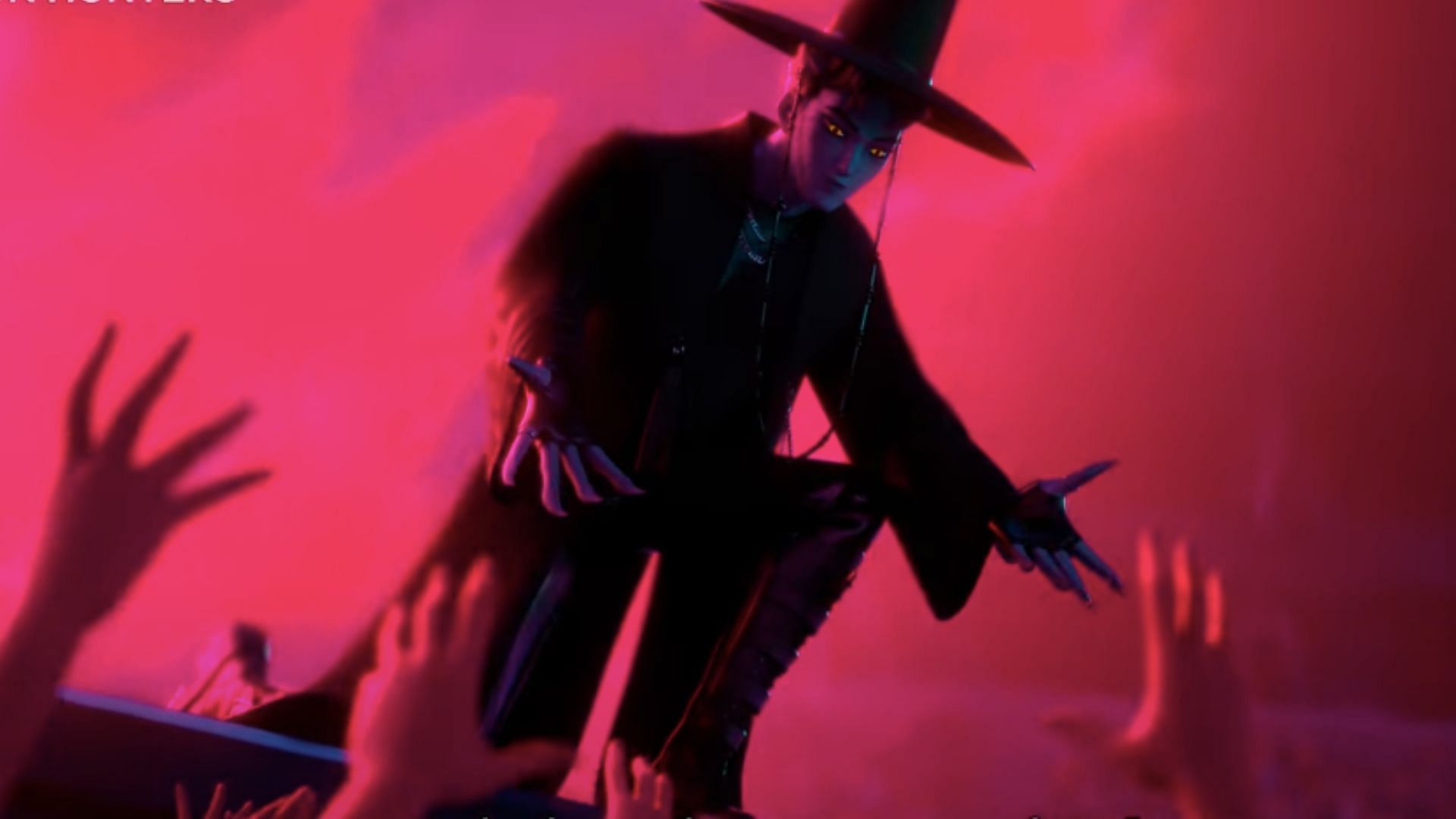 Gwi-ma (background) and a demon Saja Boy hypnotising souls (Image via YouTube/Netflix)